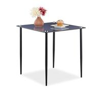 Relaxdays Table d'appoint en Verre, carrée, Acier, Moderne, H x L x P : 50 x 50 x 50 cm, pour Le Salon, Gris/Noir