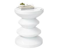 Relaxdays Table d'appoint et Tabouret, Design Zigzag, déco Salon, HxP: 46 x 35 cm, métal, Blanc