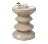 Relaxdays Table d'appoint et Tabouret en métal Beige, Design Zigzag, HxP : 46 x 35 cm
