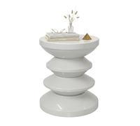 Relaxdays Table d'appoint et Tabouret Zigzag en métal Gris Clair, 46x35x35 cm, déco Salon