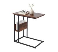 Relaxdays Table d'appoint, étagère et Compartiment, H x L x P 60 x 55 x 36 cm, Table pour canapé, métal et MDF, Brun.