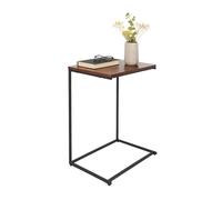 Relaxdays Table d'appoint, Forme en C, Grand Plateau, H x L x P : 60 x 55 x 35 cm, à Glisser sous Le canapé, Noir/Brun