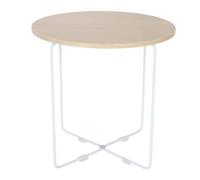 Relaxdays Table d'appoint, H x L x P : 40 x 40 x 40 cm, Design scandinave, MDF et métal, Table Ronde, Naturel/Blanc