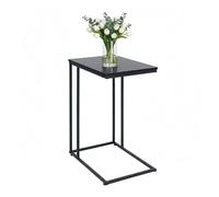 Relaxdays Table d'appoint, H x L x P : 64 x 50 x 35 cm, MDF, Fer, Forme en C, Table à Glisser sous Le canapé, Noir