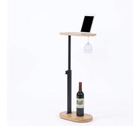 Relaxdays Table d'appoint Hauteur réglable, HxLxP 45-82x40x22 cm, Bambou, métal, Salon, Naturel/Noir