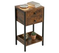 Relaxdays Table d'appoint industrielle 2 tiroirs et étagère H x L x P 69 5 x 38 x 28 cm métal marron/noir