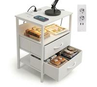 Relaxdays Table d'appoint LED & port USB