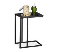 relaxdays Table d’appoint Veilleuse Petit Meuble d’Angle pour Sofa, lit, Métal et Bois,HlP: 59,5 x 30 x 45 cm, Noir