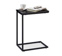 relaxdays Table d'appoint noire avec support métallique