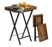 Relaxdays Table d'appoint, Plateau Amovible Pliable, Marron/Noir