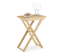 Relaxdays Table D'appoint Pliable Bambou Table De Jardin Table Console Marron