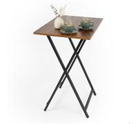 Relaxdays Table d'appoint Pliable, Table Peu encombrante, Marron/Noir | Dimensions : H x L x P : 66,5 x 48 x 36 cm, table basse, aspect bois et métal