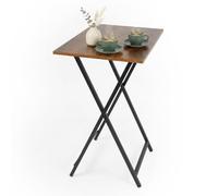 Relaxdays Table d'appoint Pliable, Table Peu encombrante, Marron/Noir | Dimensions : H x L x P : 66,5 x 48 x 36 cm, table basse, aspect bois et métal