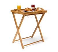 Relaxdays Table d'appoint pliante, avec tablette, table de salon basse, en bambou, H x L x P : 63,5 x 55 x 35 cm, nature