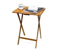 Relaxdays 10015834 table pliante hauteur bambou argenté 47,0 x 37,0 x 63,0 cm