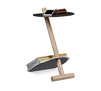 Relaxdays Table d'appoint porte-magazines porte-revues porte-journaux métal bois design moderne HxlxP: 55 x 34 x 45 cm table basse, anthracite