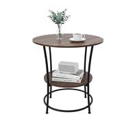 Relaxdays Table d'appoint Ronde, 2 Plateaux, H x P: 55 x 55 cm, Effet Bois & métal, Marron/Noir