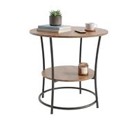 Relaxdays Table d'appoint Ronde avec 2 Plateaux, Effet Bois et métal, Marron/Noir, 55 cm