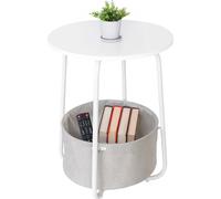 relaxdays Table d'appoint ronde avec corbeille