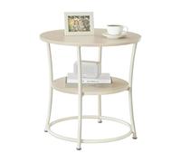 Relaxdays Table d'appoint Ronde en Bois et métal, 2 Plateaux, 55x55 cm, Nature/crème