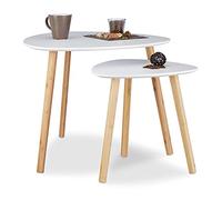 Table d'appoint ronde gigogne nordique scandinave RELAXDAYS blanc nature