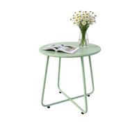 Relaxdays Table d'appoint en métal résistante aux intempéries, H 46 x Ø 44 cm, pour intérieur ou extérieur, Verte