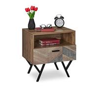 Relaxdays Table d'appoint Salon et Chambre à Coucher avec tiroir, Style Industriel, Console lit, HxLxP: 53 x 50 x 42 cm