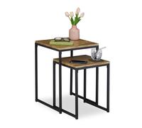 relaxdays Table d'appoint, set de 2, aspect bois