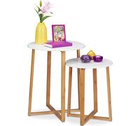 relaxdays Table d'appoint, set de 2, blanc