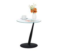 Relaxdays Table d'appoint, Table de canapé Moderne et Ronde, H x D : 49 x 45 cm, en Verre et en Acier, de Salon, Noir