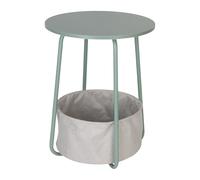 Relaxdays Table d'appoint, Table Ronde avec Panier, H : 50 x 40 cm, Table Basse Salon, MDF et métal, Menthe/Gris