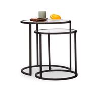 Relaxdays Table basse d'appoint gigogne lot de 2, Tables de nuit ronde, Tables de chevet, HxLxP : 50,5 x 50 x 50cm, noir