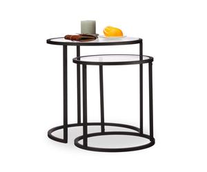 Relaxdays Table d'appoint verre gigogne lot de 2