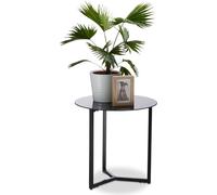 relaxdays Table d'appoint verre métal ronde