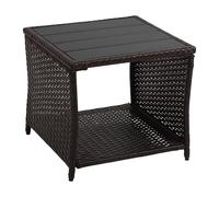 Relaxdays Table de Balcon (H x l x P) : 40 x 45 x 45 cm, résistante aux intempéries, polyrotin, WPC, Acier, rectangulaire pour Jardin, Marron