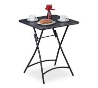 Relaxdays Table de Balcon Pliable, de Jardin, carrée, HxlxP 74 x 59 x 59 cm,résistant aux intempéries, Acier, Anthracite
