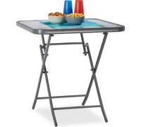 relaxdays Table de balcon pliante avec verre STRUK