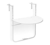 Relaxdays Table de balcon pliante pliable appoint table suspendue rabattable BASTIAN rotin hauteur réglable l x P: 60 x 40 cm, blanc
