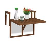 Relaxdays Table De Balcon Rabattable, Pour Balustrade, En Bois, Suspendue, Robuste. Marron