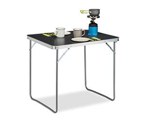 Relaxdays Table de Camping, Pliable, en Aluminium et MDF, légère HlP 70 x 80 x 60 cm, argenté