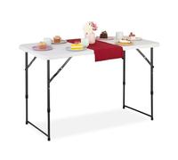 Relaxdays Table de Camping Pliante, HLP: 53,5x120x60 cm, Plastique & Acier, résistante aux intempéries, Blanche