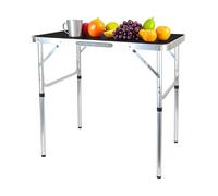 Relaxdays Table de Camping, Pliante, réglable en Hauteur, H x L x P 70 x 75 x 55 cm, Aussi pour Le Jardin, Noir/argenté