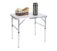 Relaxdays Table de Camping, Pliante, réglable en Hauteur, H x L x P 70 x 75 x 55 cm, Aussi pour Le Jardin, Blanc/argenté