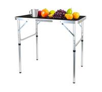 Relaxdays Table de camping, pliante, réglable en hauteur, H x L x P 70 x 75 x 55 cm, aussi pour le jardin, noir/argenté
