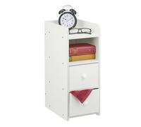 Relaxdays Table de Chevet, 1 pièce, 2 tiroirs, H x L x P : 55 x 22,5 x 34 cm, Chambre, Table de Chevet étroite, Blanche