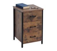 Relaxdays Table de Chevet 3 tiroirs, Cadre métal, Marron/Noir | H x L x P 60 x 40 x 40 cm, chambre, chevet carré