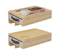 Relaxdays Table de Chevet à Clipser, Lot de 2, Bambou, Nature | H x l x P : 14 x 37 x 26,5 cm, tiroir, tablette de lit