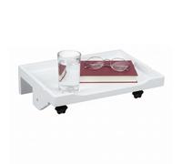 Relaxdays Table de Chevet à Fixer, Bambou, HxLxP 9x36x25,5 cm, Blanche | Porte-boissons, tablette de lit à accrocher
