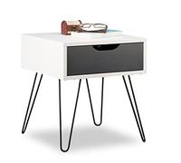 relaxdays Table de nuit blanc-gris