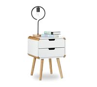 Relaxdays Table de chevet console 2 tiroirs blanc optique bois 55 x 40 x 40 cm